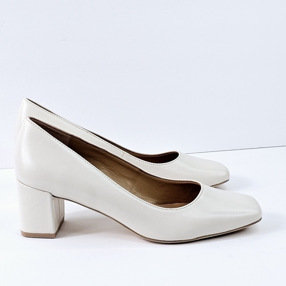 New! Naturalizer Karina Pump Leather Chunky Block Heel Square Toe Shoes. - Picture 3 of 16
